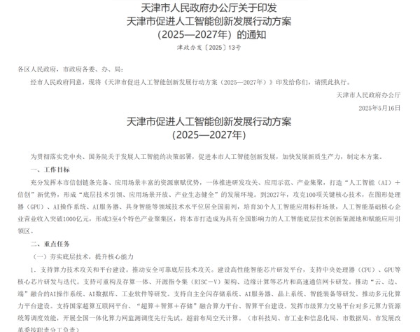 正规配资平台开户 天津发文！未来三年 AI要干这些大事