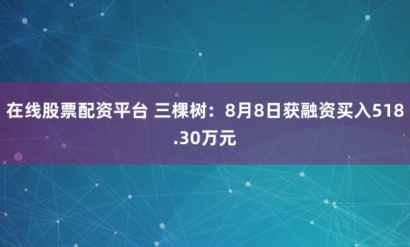 在线股票配资平台 三棵树：8月8日获融资买入518.30万元